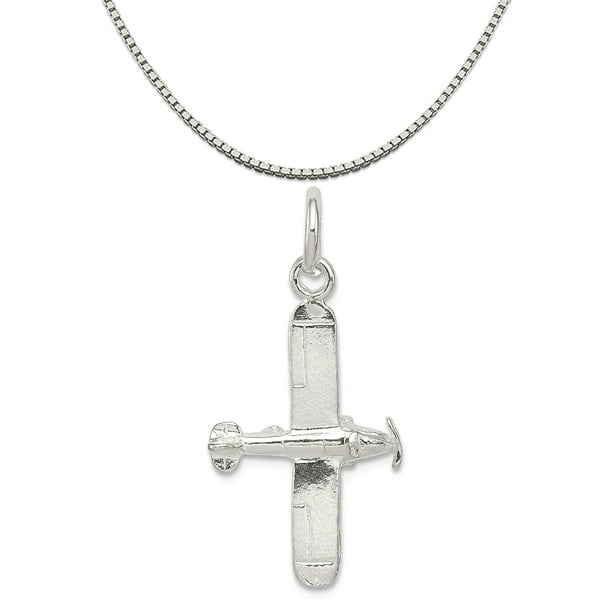 Sterling Silver Airplane Charm on a Sterling Silver Chain Necklace 16-20 Sterling Silver Airplane Charm on a Sterling Silver Chain Necklace 16-20